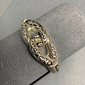 True Intertwined Bracelet Silver And Black Antiqued  Loops Stretch Retro Vintage